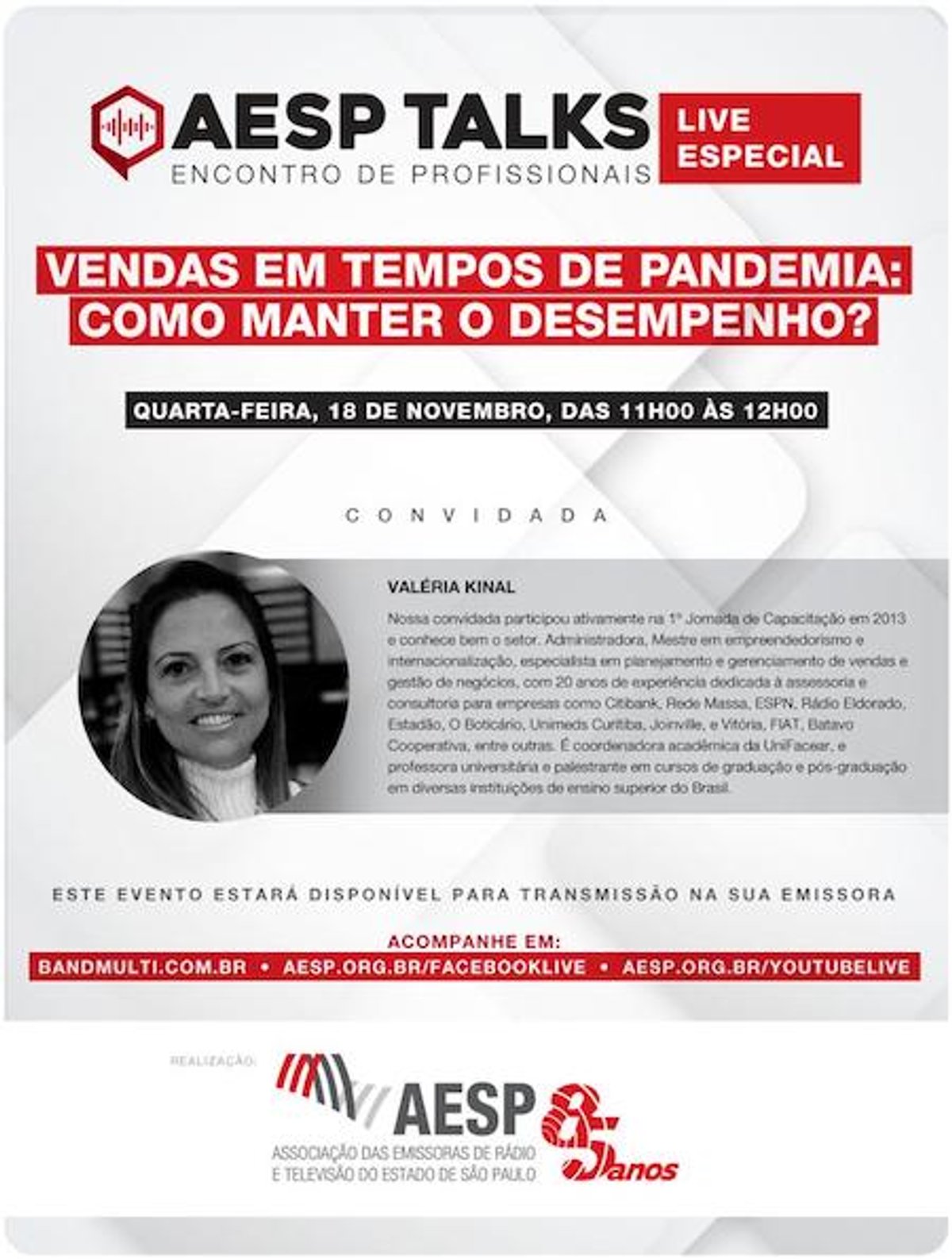 AESP Talks desta quarta-feira promove debate sobre vendas em tempos de pandemia
