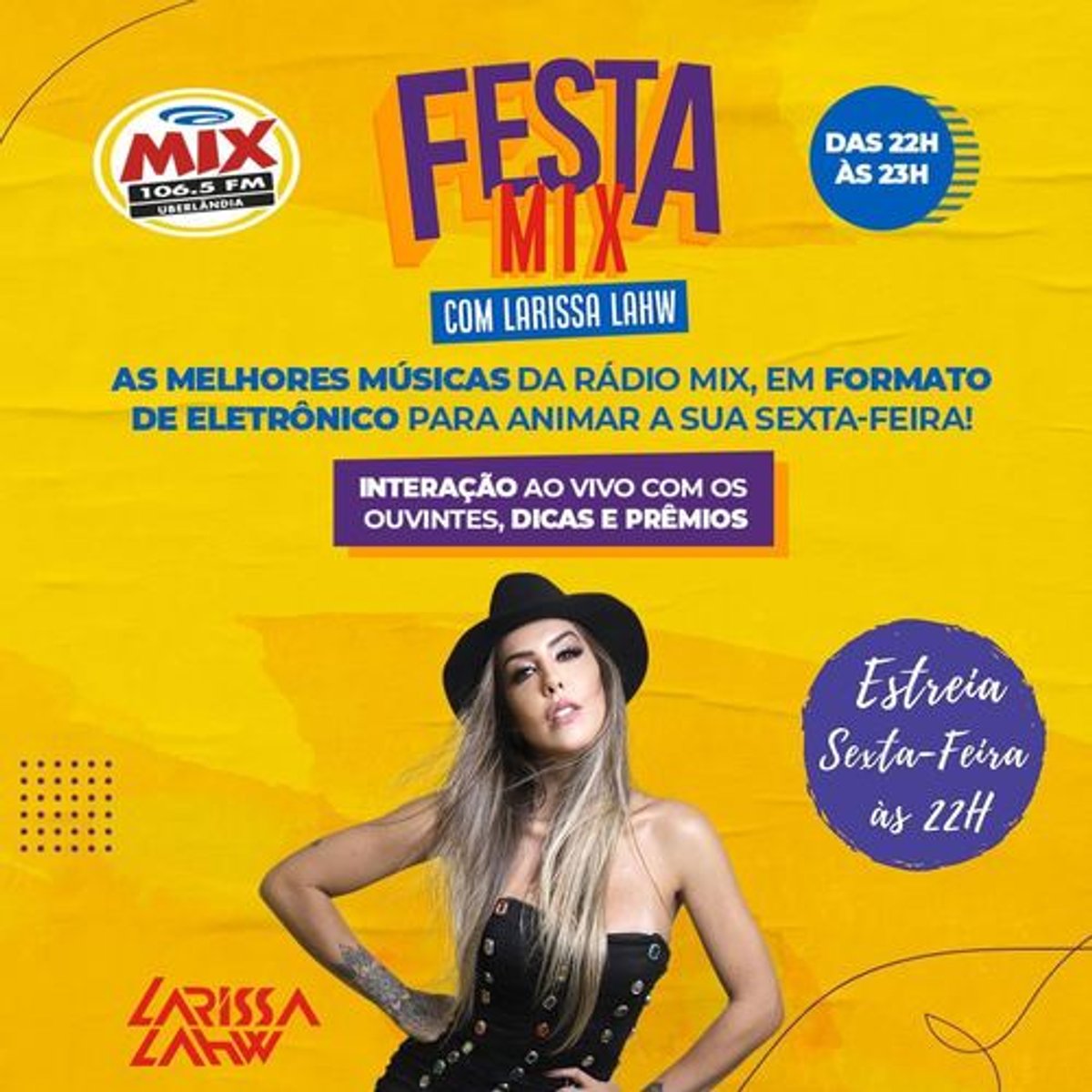 Rádio Mix FM lança em Uberlândia programa de música eletrônica com a DJ Larissa Lahw