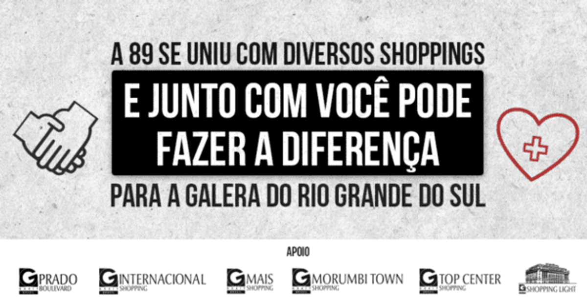 89 FM A Rádio Rock fecha parceria com shoppings para arrecadação de donativos para o Rio Grande do Sul