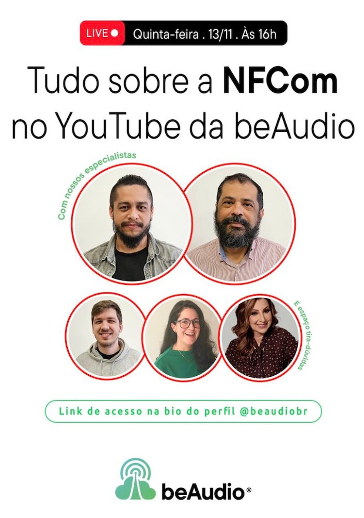 beAudio realizará live nesta quinta-feira (13) sobre NFCom e responderá dúvidas do público