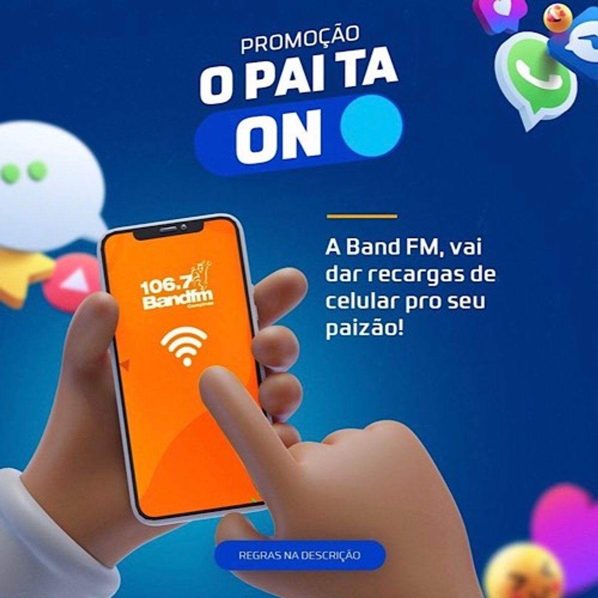 Band FM trabalha em Campinas ação para o Dia dos Pais e promove sorteios de recargas de celular