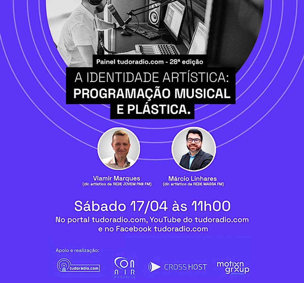 Com nomes da Jovem Pan FM e Massa FM, identidade artística de rádios é tema do próximo Painel tudoradio.com