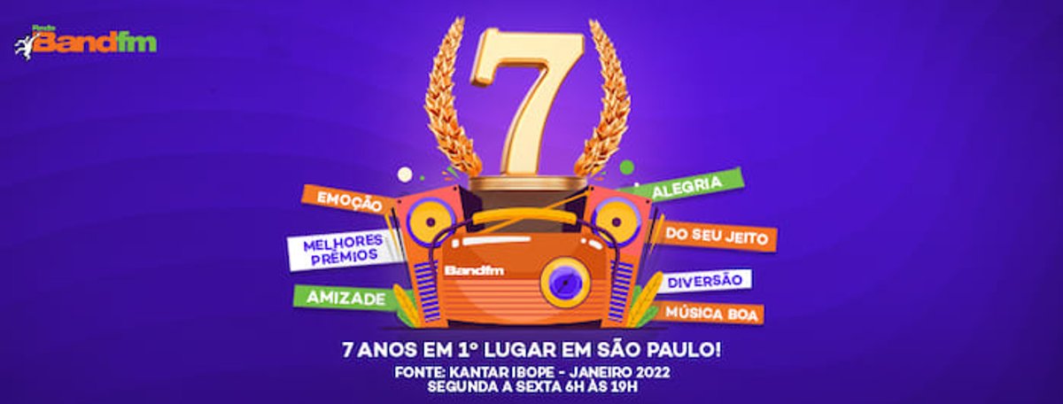 Band FM inicia campanha sobre os 7 anos como líder de audiência em São Paulo