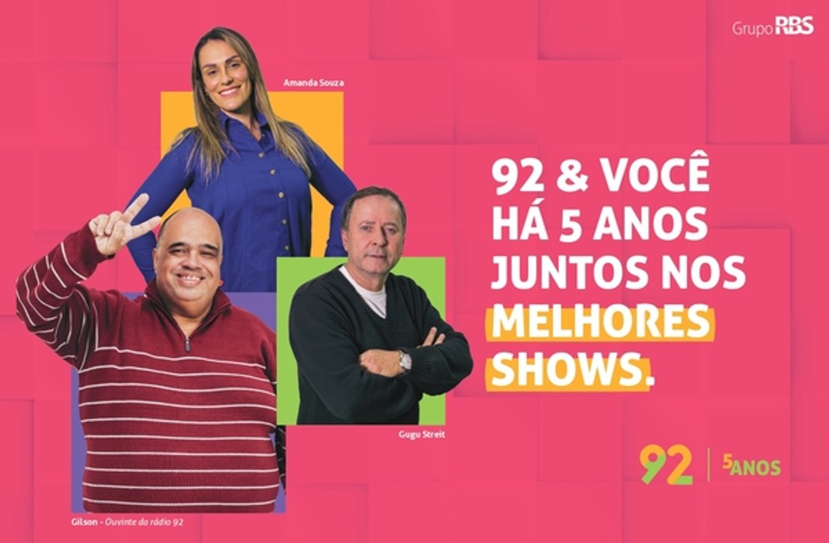 Rádio 92 chega aos 5 anos operando em Porto Alegre e no top 3 de audiência