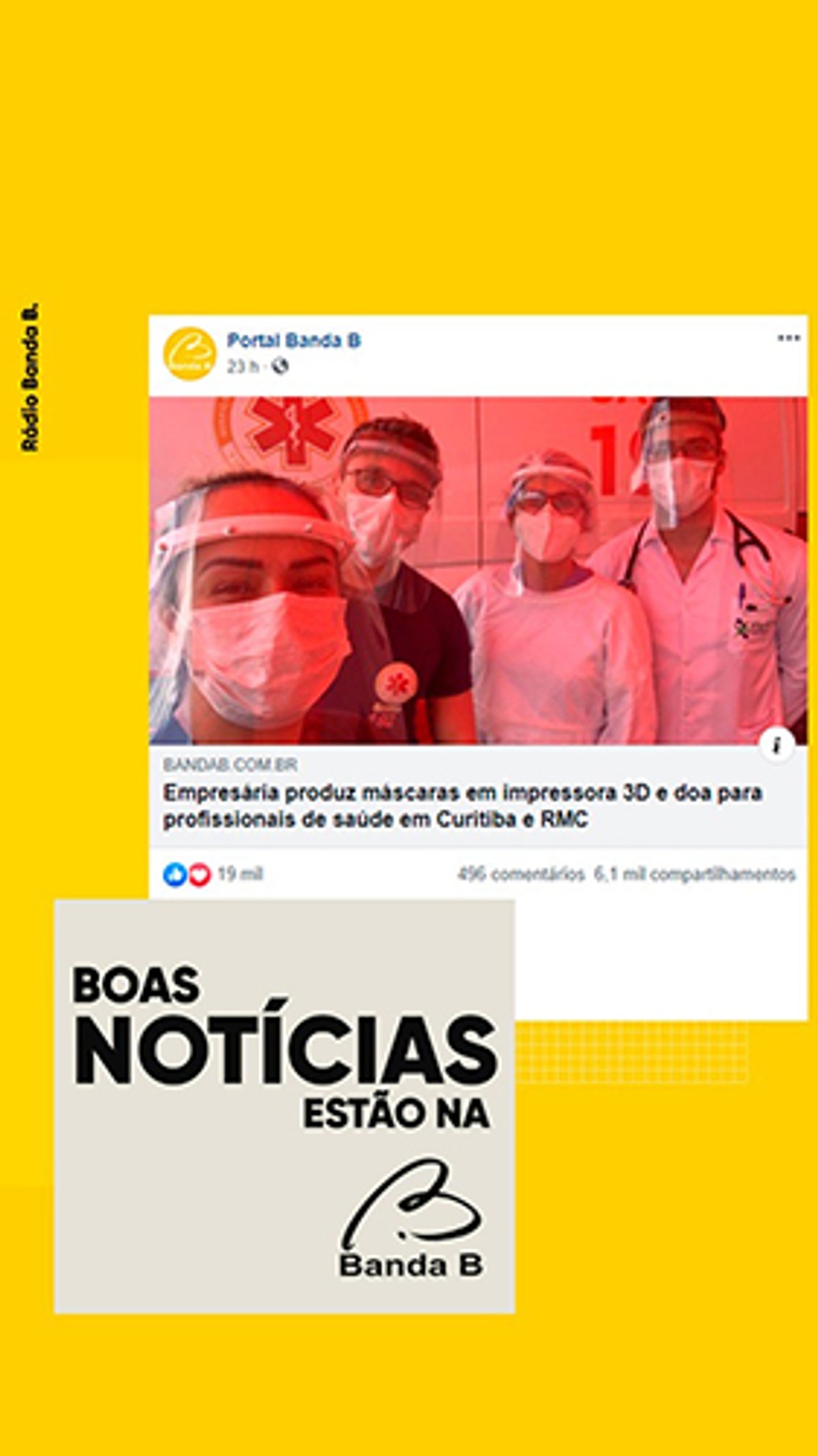 Rádio Banda B está com campanha digital com notícias positivas para seus ouvintes e internautas