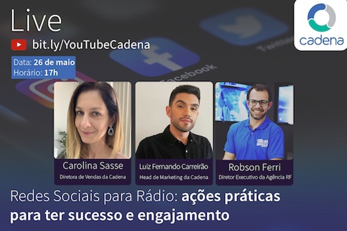 Live da Cadena aborda ações práticas para as rádios atuarem com suas redes sociais. Robson Ferri (Agência RF) participa