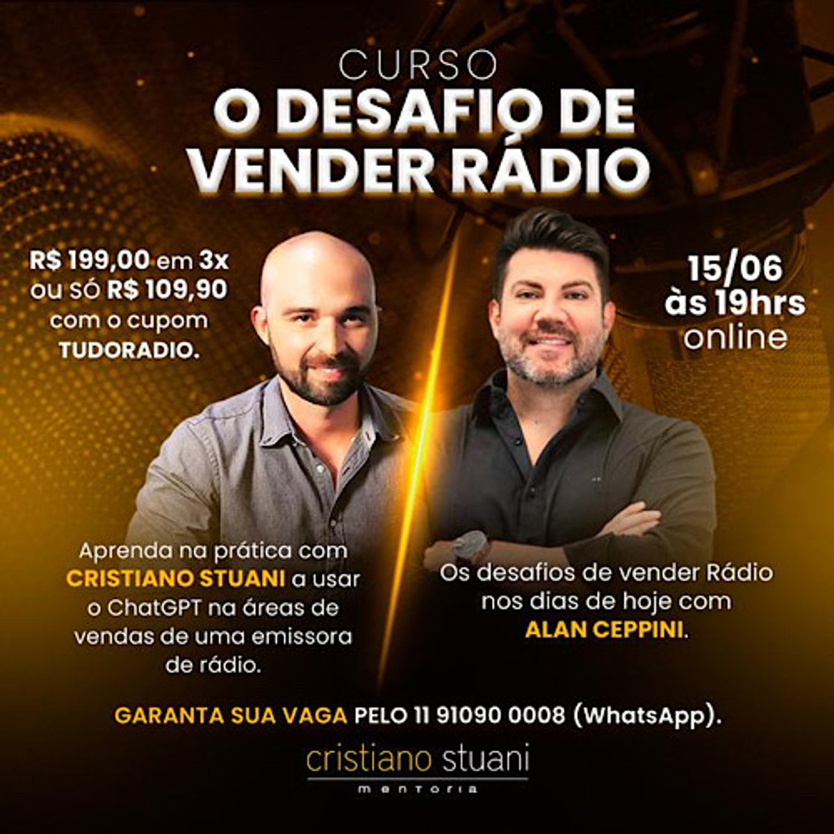 Inscrições para curso sobre vendas em rádio se encerram às 14h de hoje; cupom "tudoradio" oferece desconto