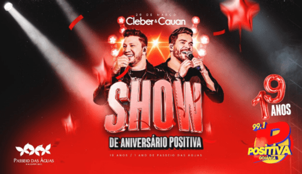 Positiva FM comemora 19º aniversário e 1º ano no Passeio das Águas Shopping em Goiânia