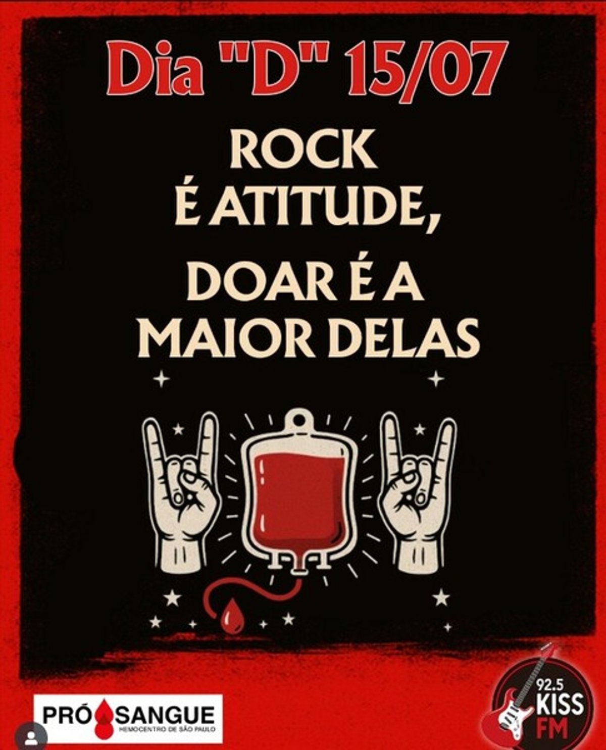 Kiss FM promove “Dia D” em campanha de doação de sangue em parceria com a Fundação Pró-Sangue