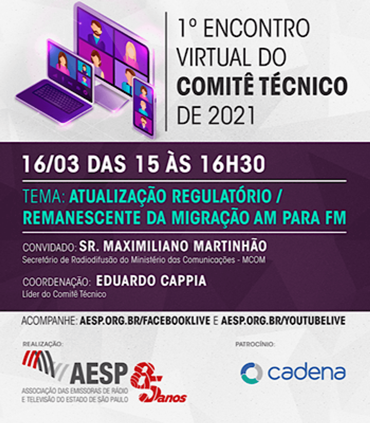AESP promove na próxima semana 1º Encontro Virtual do Comitê Técnico de 2021. Migração AM-FM está em pauta