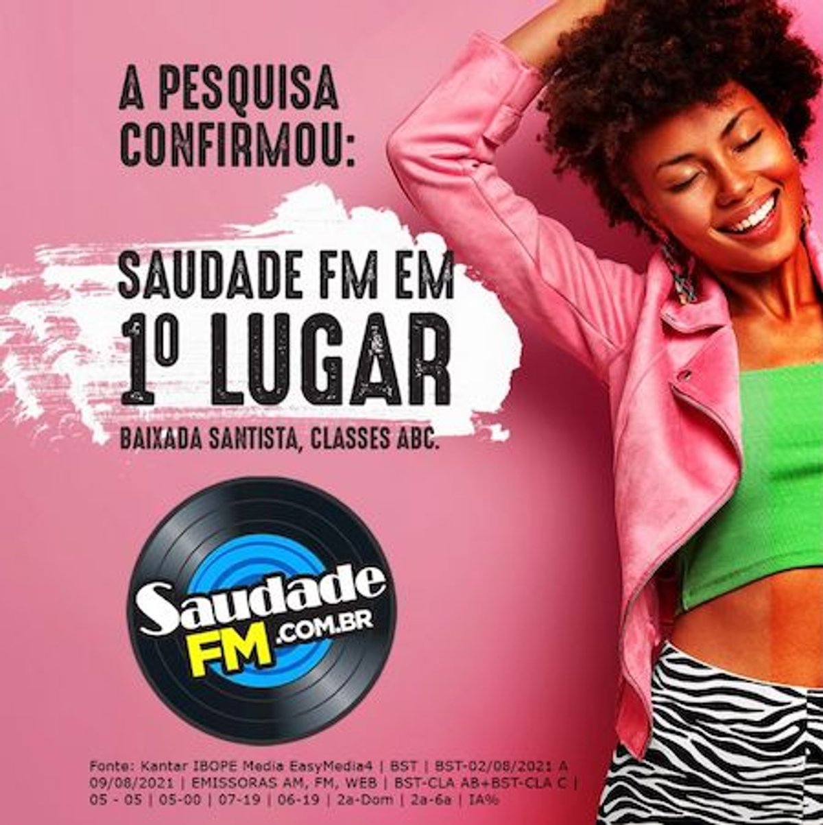 Saudade FM realiza campanha relacionada ao desempenho de audiência da FM na Baixada Santista