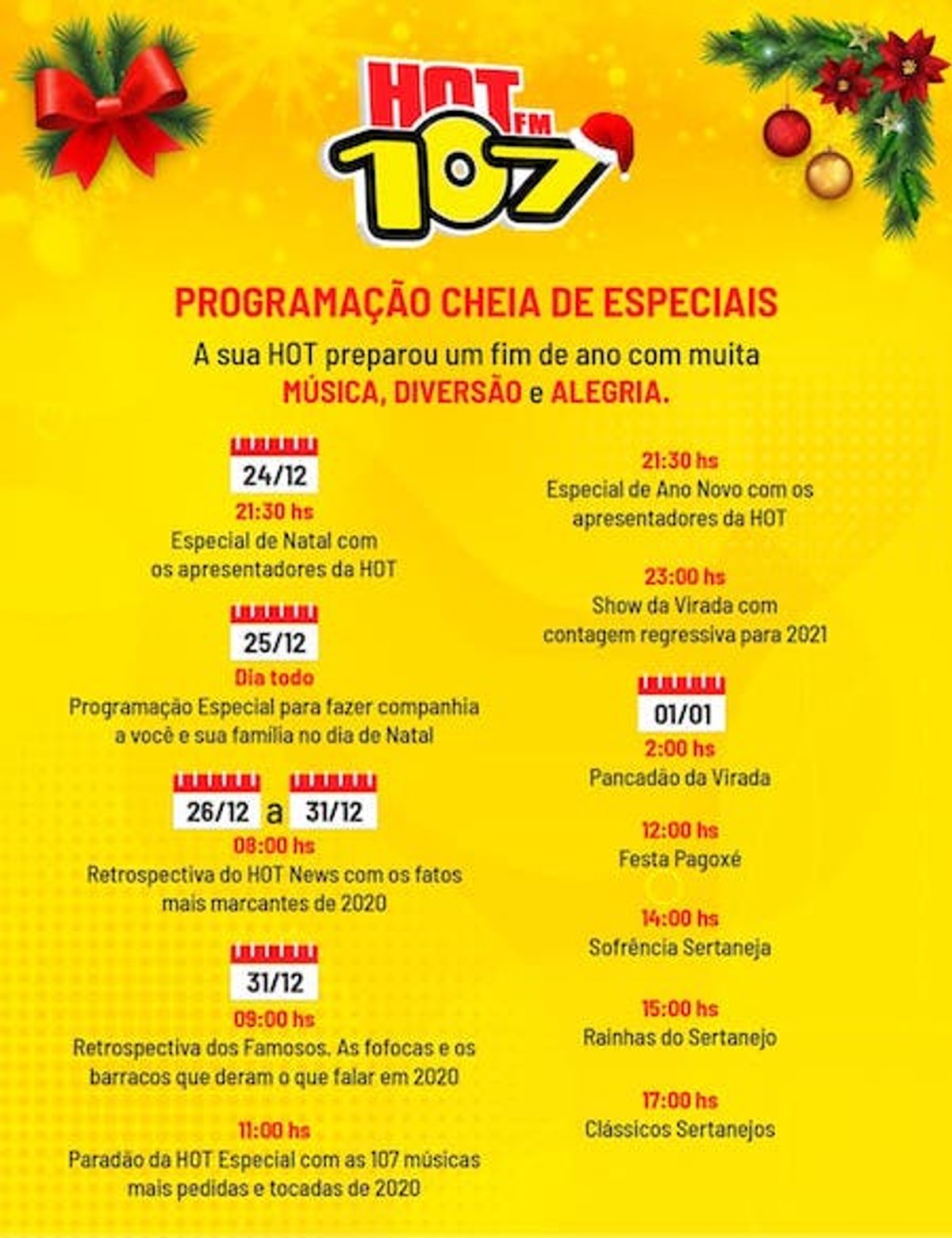 Hot 107 FM conta com grade de programação especial para o final de ano no Centro Oeste Paulista