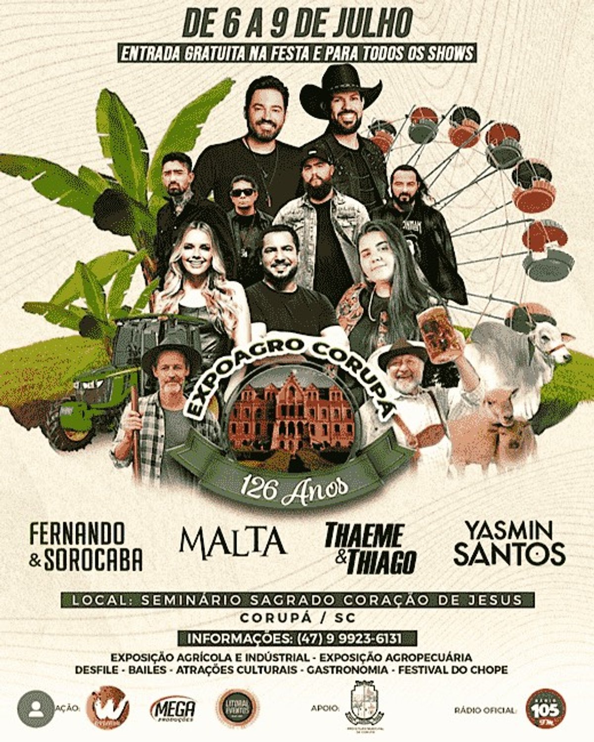 105 FM aparece como rádio oficial da Expoagro Corupá, que será realizada em julho