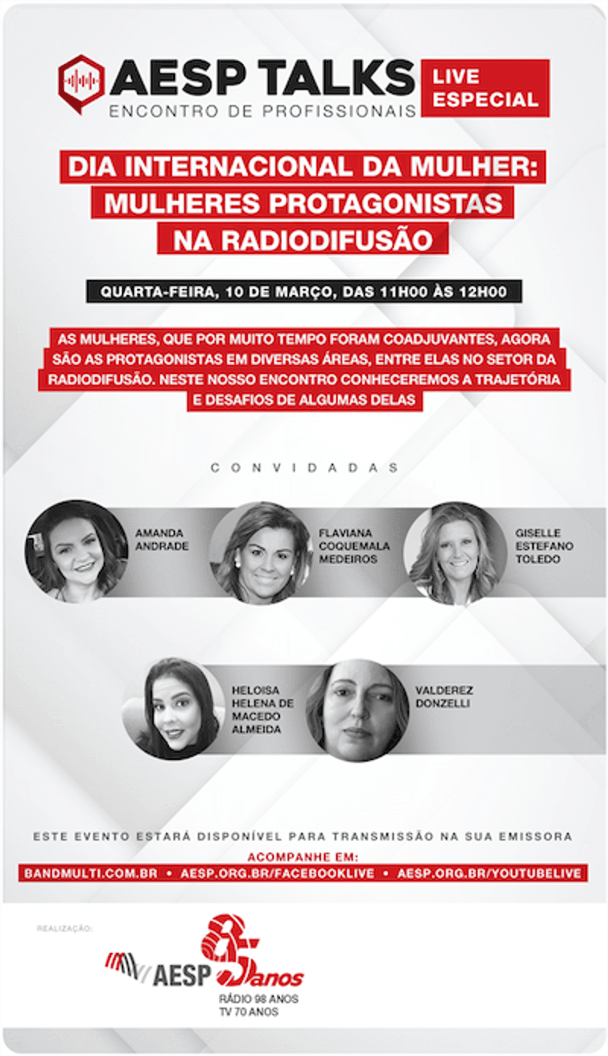 Edição do AESP Talks desta quarta-feira será comemorativa ao Dia Internacional da Mulher