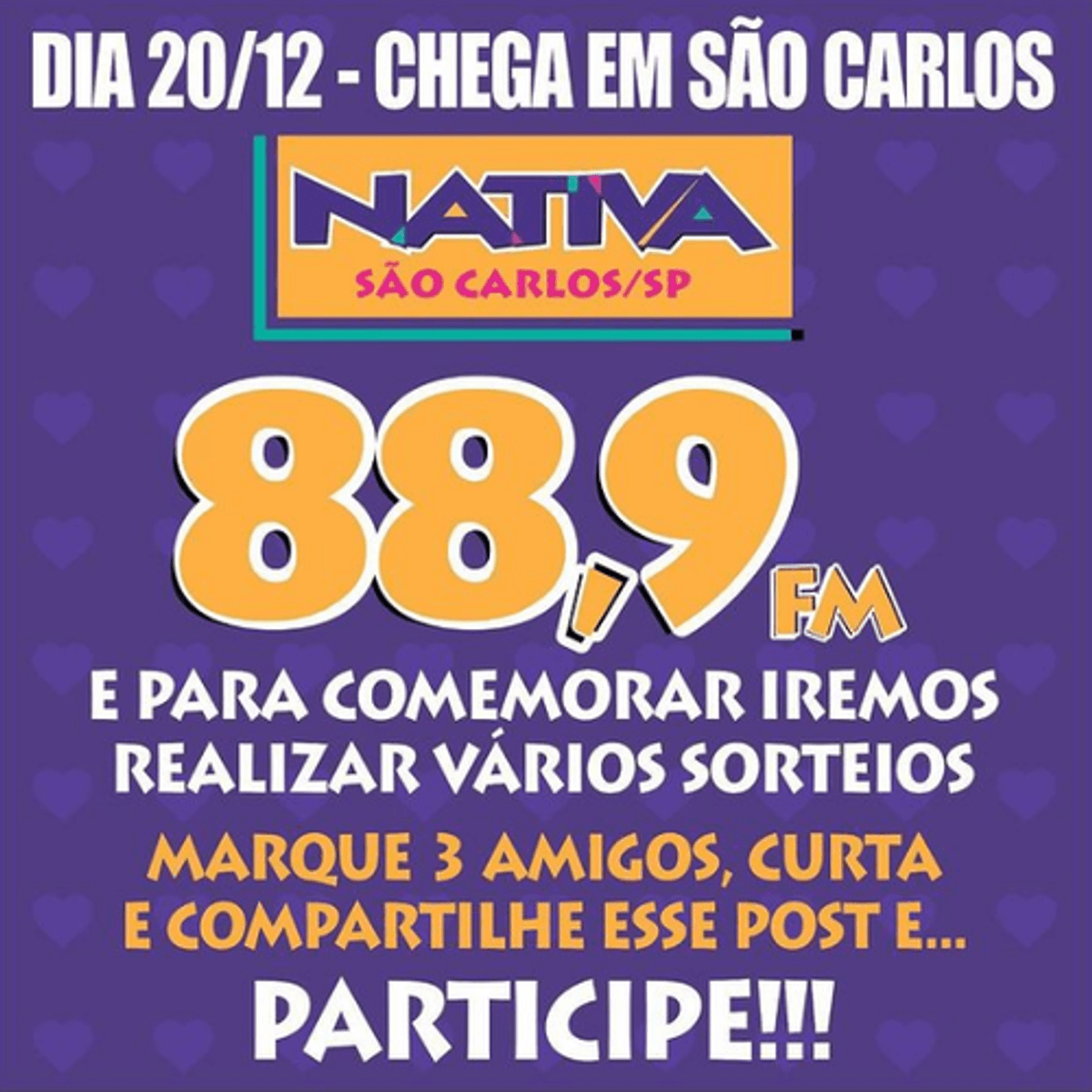 Nativa FM anuncia ação para sortear série de prêmios em São Carlos 