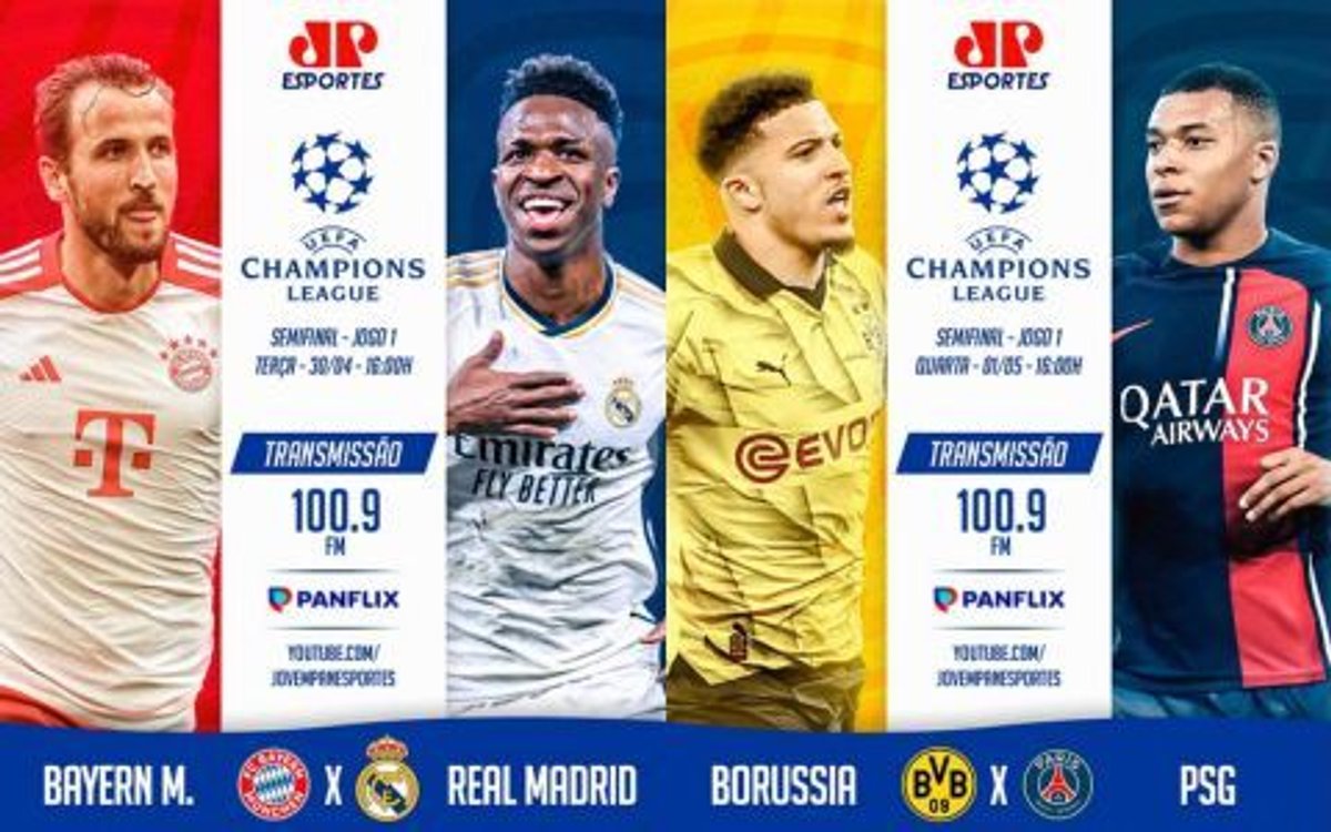 Jovem Pan FM transmite as últimas cinco partidas da UEFA Champions League