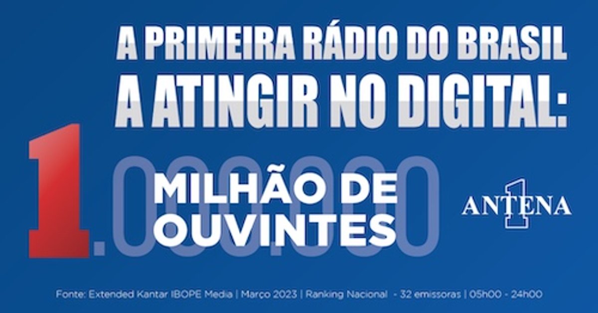 Antena 1 atualiza campanha sobre seu desempenho digital ao superar a marca de 1 milhão de ouvintes