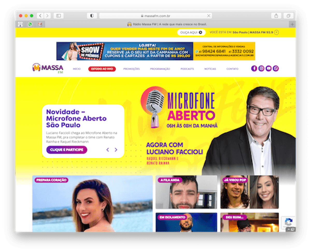 Com podcasts entre os destaques, Massa FM já conta com um novo portal na internet