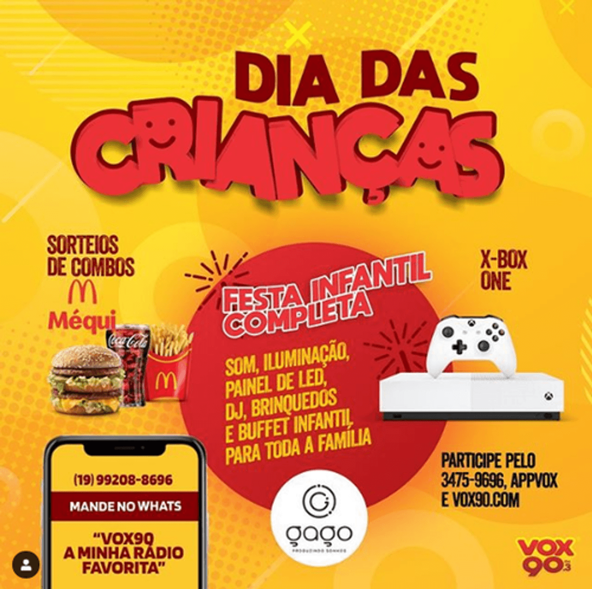 Vox 90 FM promove ação voltada ao Dia das Crianças e contempla audiência com vários prêmios