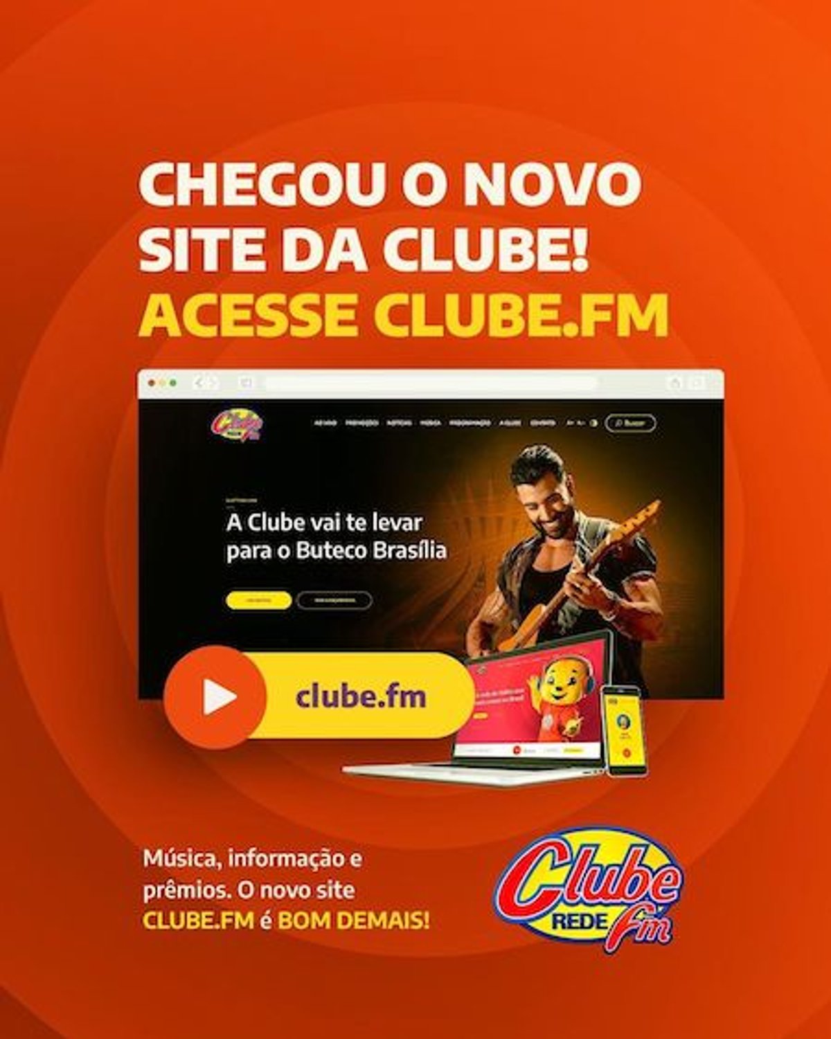 Clube FM lança suas novas plataformas digitais. Portal e aplicativo foram reformulados