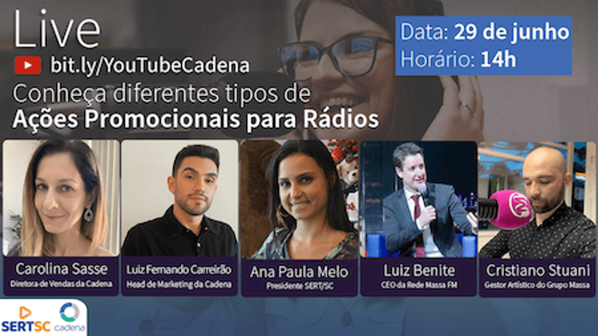 Live da Cadena e SERT/SC tem Ana Paula Melo, Luiz Benite e Cristiano Stuani como convidados