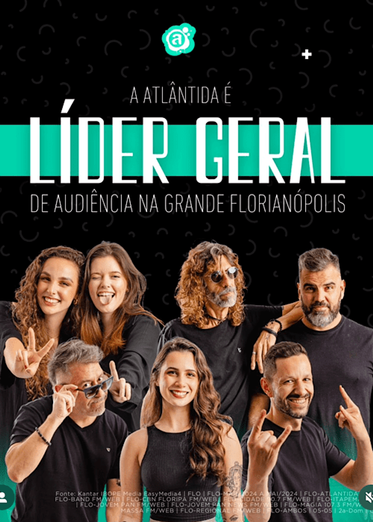 Atlântida FM faz campanha sobre liderança geral inédita de audiência em Florianópolis