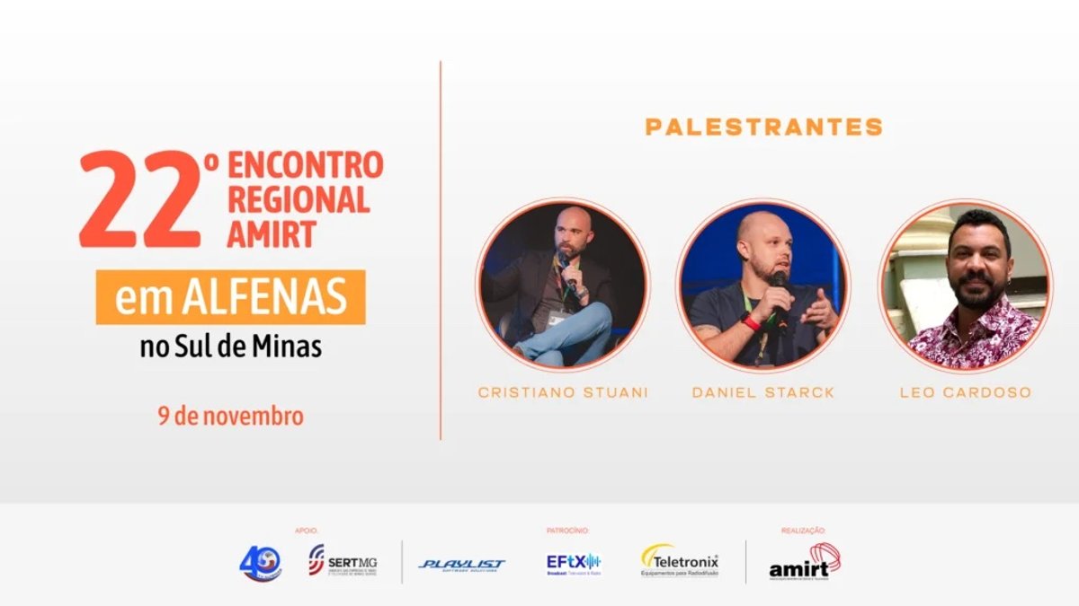 AMIRT realiza 22º Encontro Regional em Alfenas (MG); marketing, streaming, IA e comunicação estão na pauta
