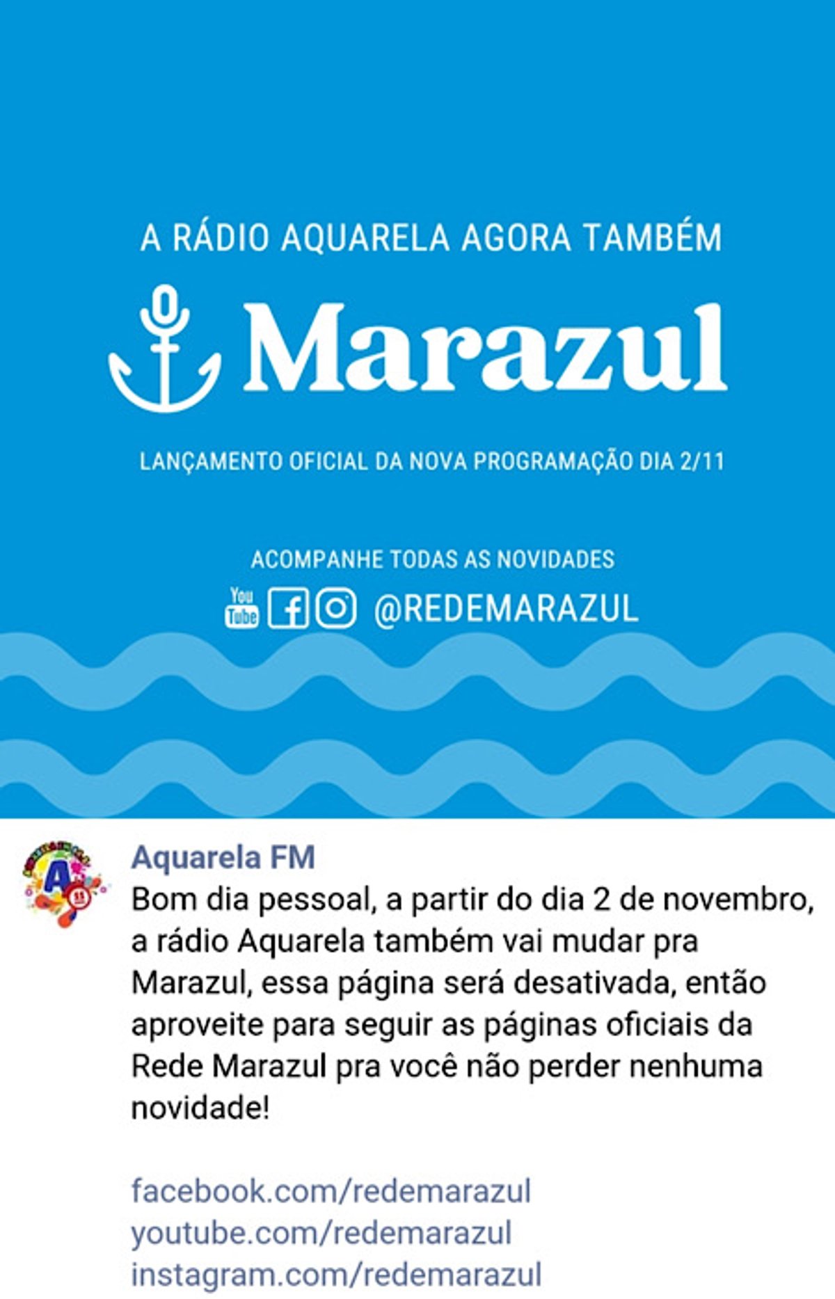 Marazul FM deverá estrear em novembro no litoral norte Catarinense. Projeto substituirá Rádio Aquarela FM