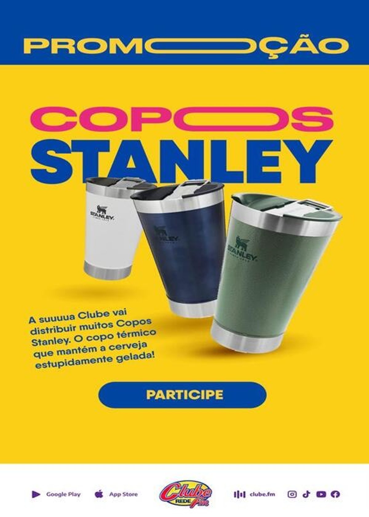 Clube FM Brasil promove ação voltada ao Dia dos Pais e sorteia diversos copos Stanley
