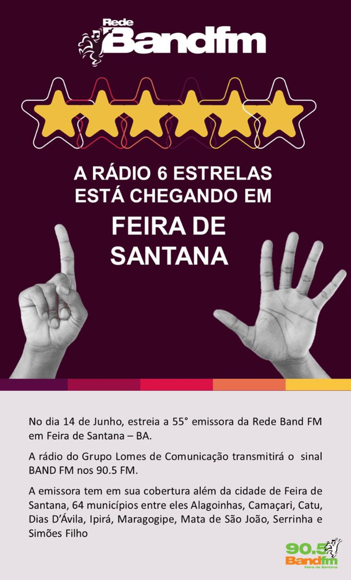 Band FM expande sua rede no estado da Bahia e estreia em Feira de Santana no dia 14