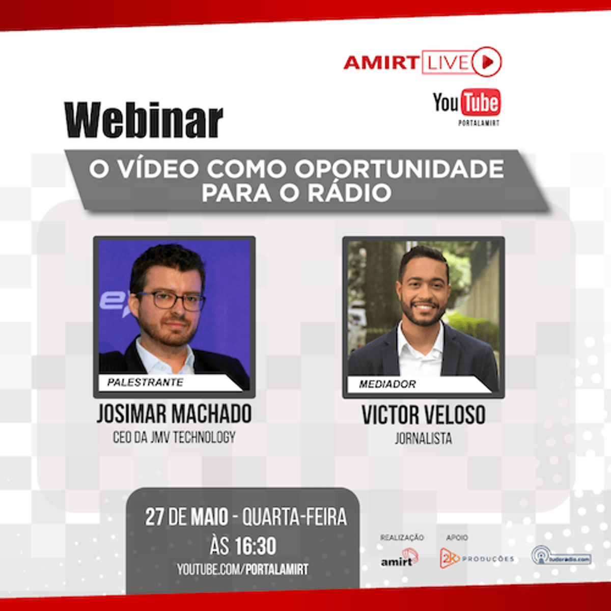 Amirt Live desta semana abordará sobre o vídeo como oportunidade para o rádio e demais formas de uso da tecnologia