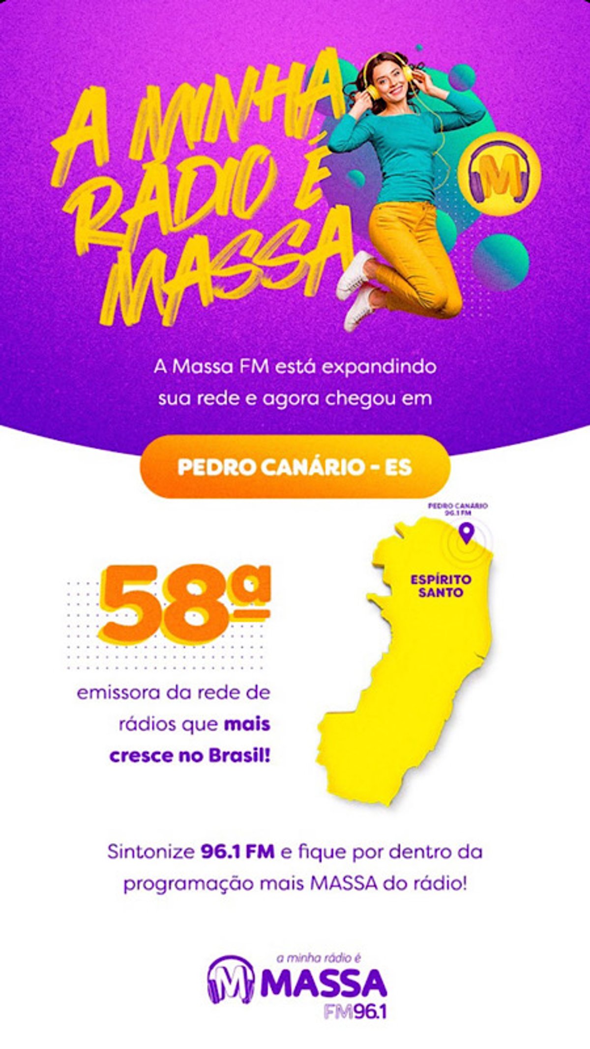 Massa FM estreia no extremo norte capixaba. Marca ainda é aguardada em mais um município do estado