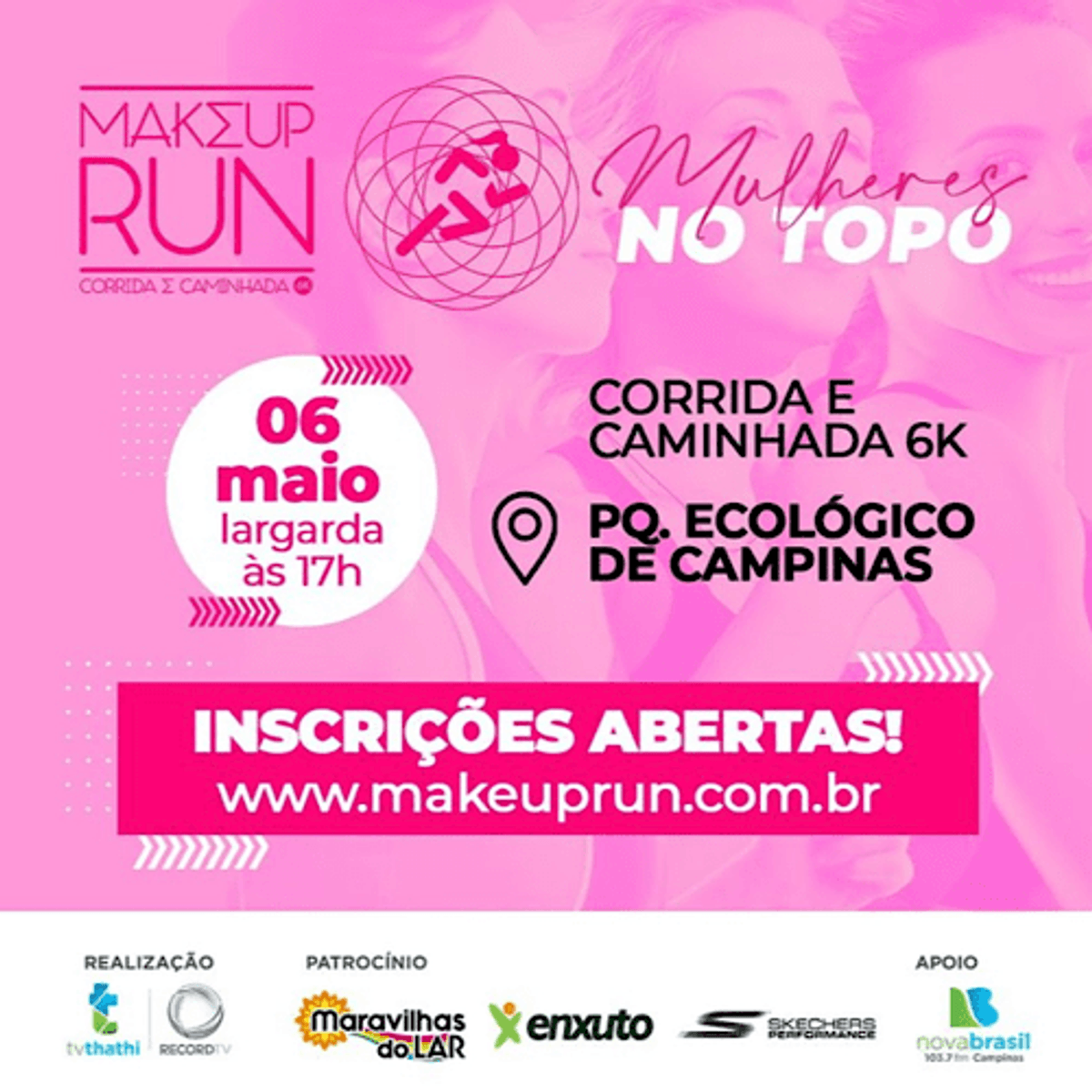 Corrida e caminhada feminina conta com apoio da NovaBrasil FM em Campinas (SP)