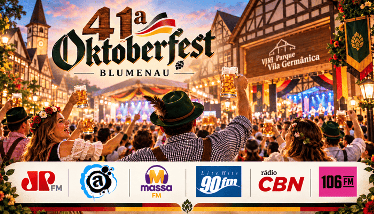 Jovem Pan FM, Atlântida, Massa FM, 90 FM, CBN e 106 FM acompanham a 41ª Oktoberfest de Blumenau (SC)