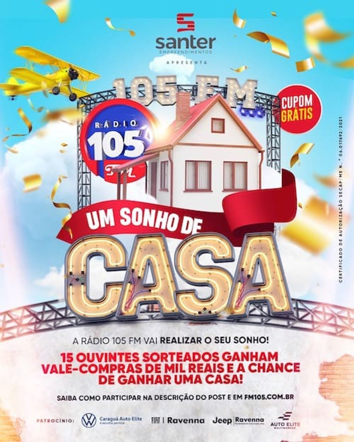 105 FM vai sortear uma casa entre os ouvintes em Jaraguá do Sul (SC)