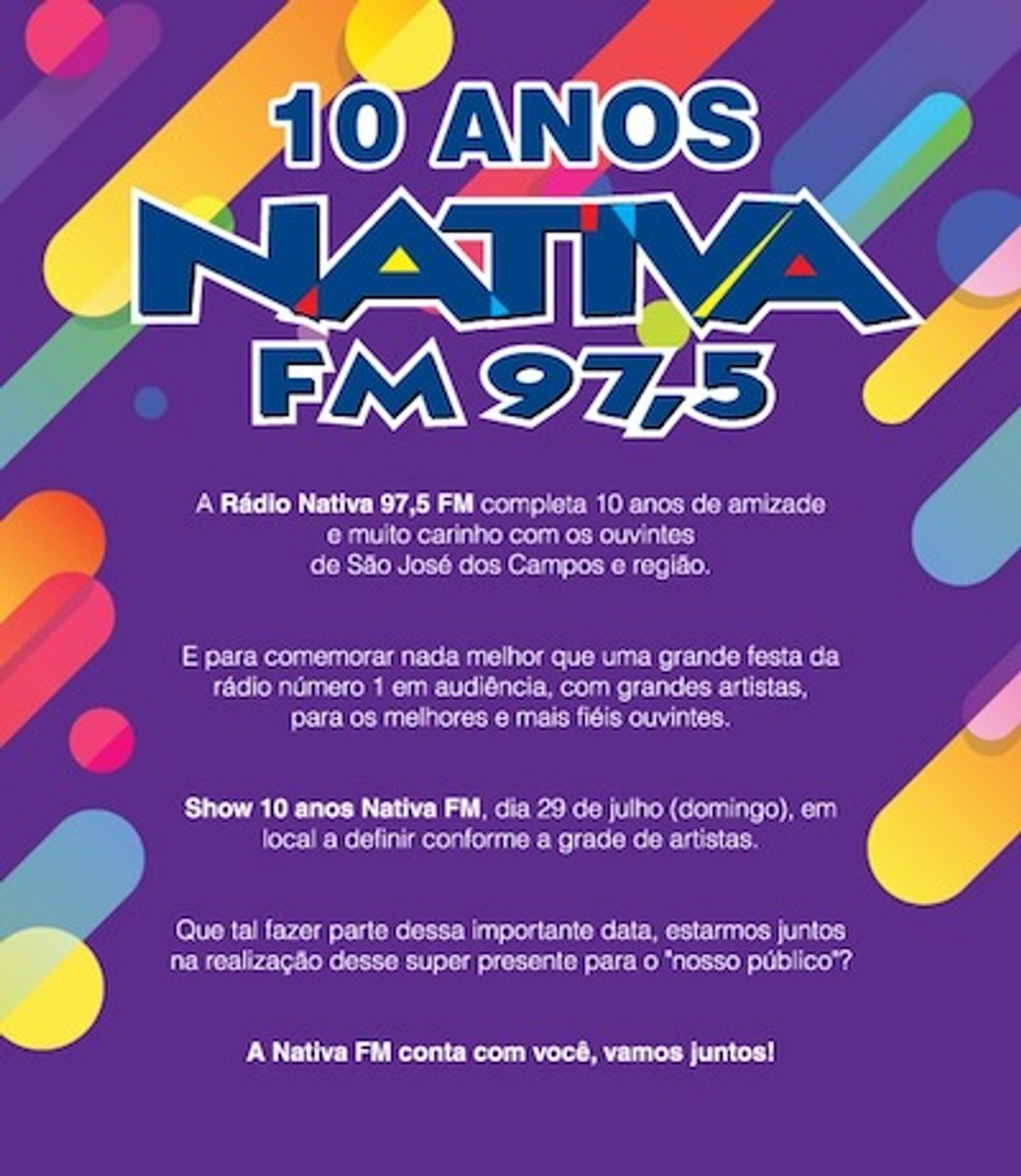 Trajetória: Nativa FM completa 10 anos ininterruptos de operação de sua rede nacional