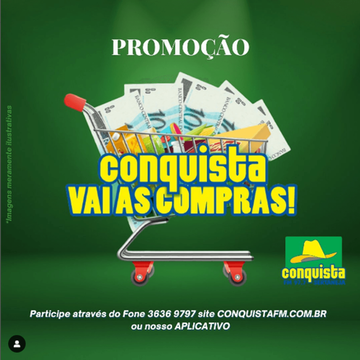 Conquista FM realiza ação que contribui audiência com compras de supermercado