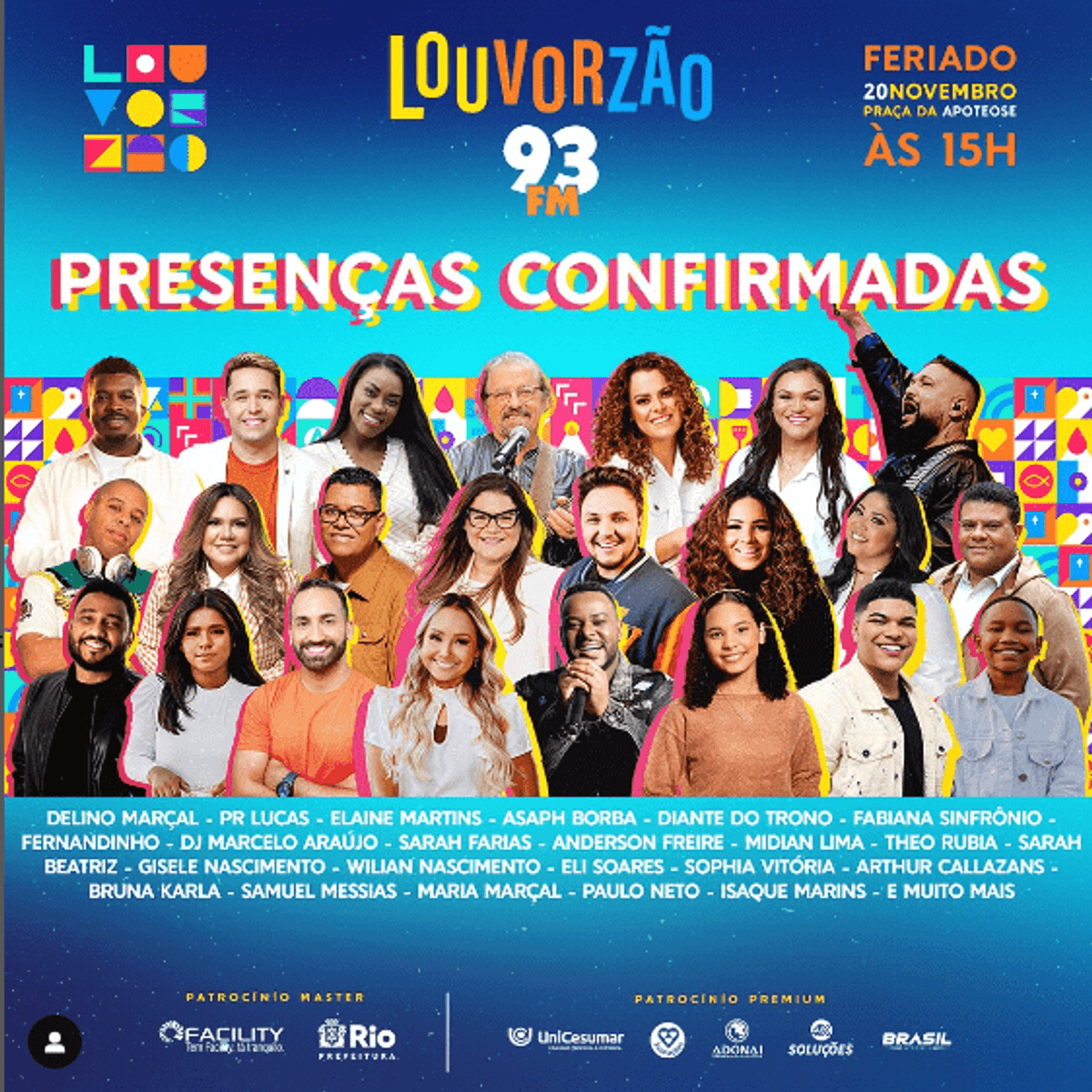 93 FM realiza Louvorzão 93 na próxima segunda-feira (20) no Rio de Janeiro