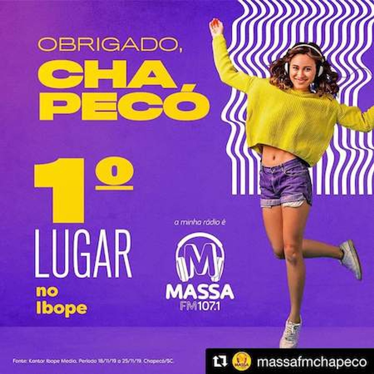 Com menos de um ano no ar, Massa FM divulga campanha sobre liderança de audiência em Chapecó (SC)