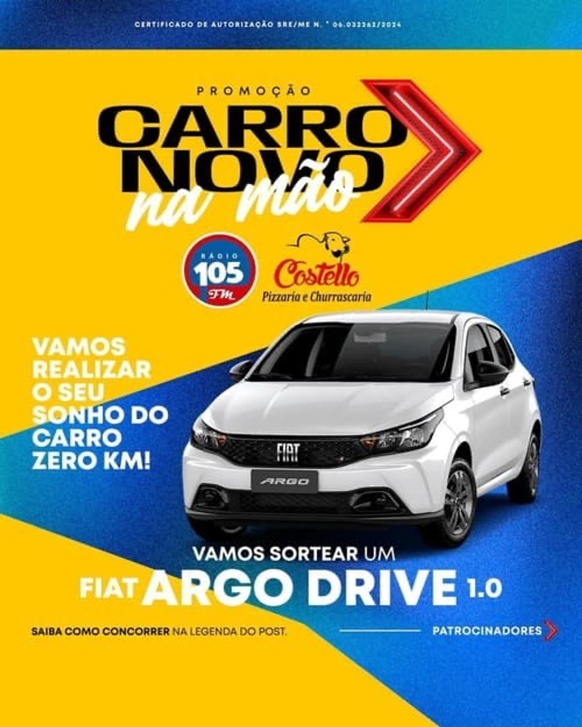 105 FM oferece  veículo zero quilômetro em promoção no Norte de Santa Catarina