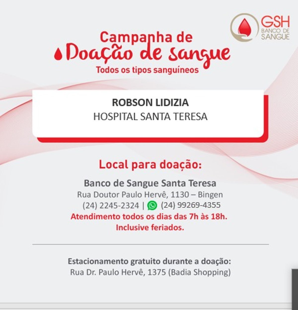 Internado, locutor da JB FM, Robson França, precisa de doação de sangue em Petrópolis