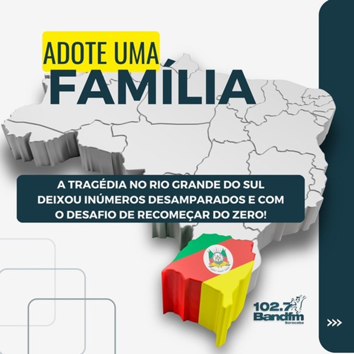 Band FM lança em Sorocaba (SP) campanha voltada para ajudar famílias afetadas pelas chuvas no Sul