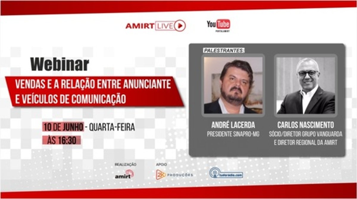 Amirt promove nesta quarta-feira live para debater sobre vendas e a relação entre agências e emissoras