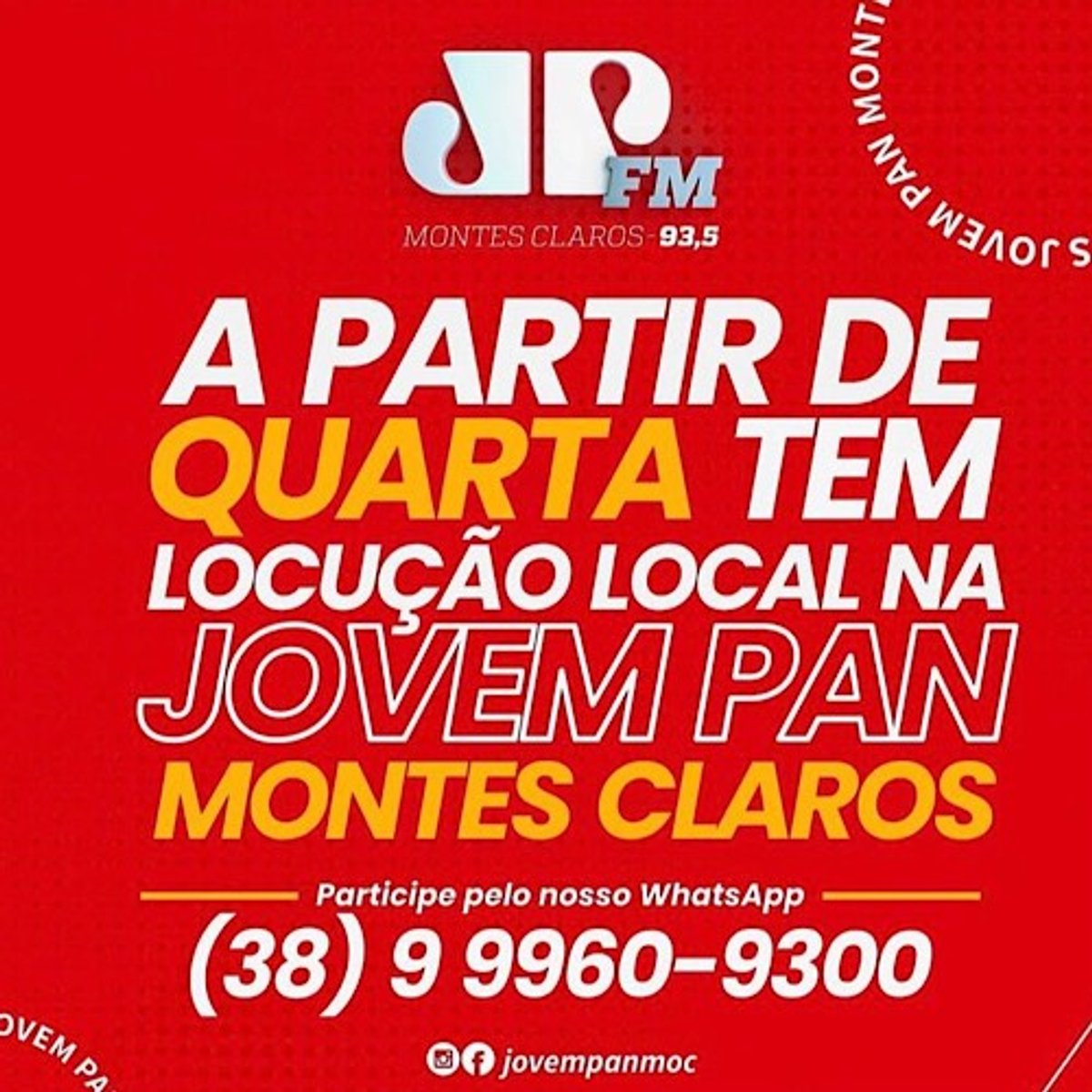Após pouco mais de um ano de sua estreia, Jovem Pan FM lança grade local em Montes Claros
