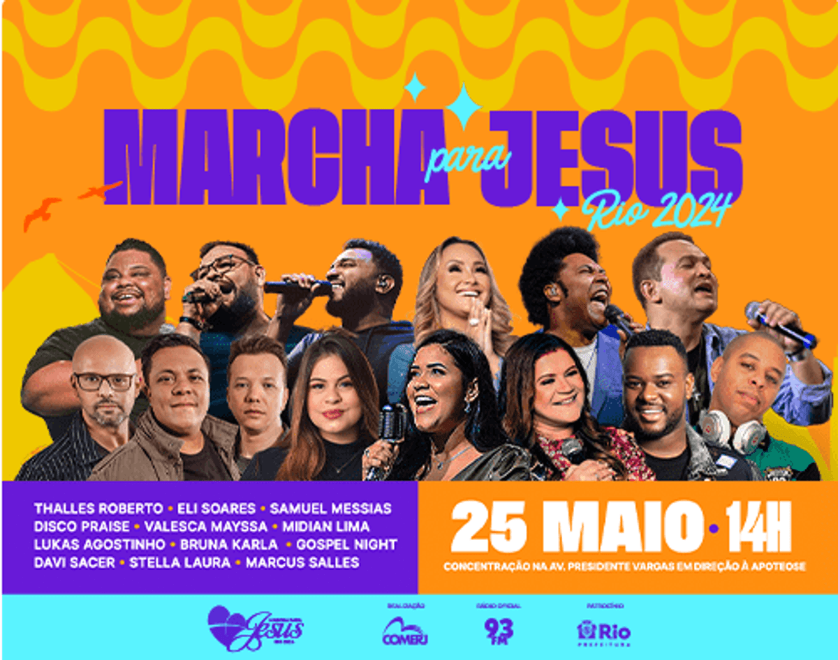 93 FM é a rádio oficial da Marcha Para Jesus 2024 no Rio de Janeiro