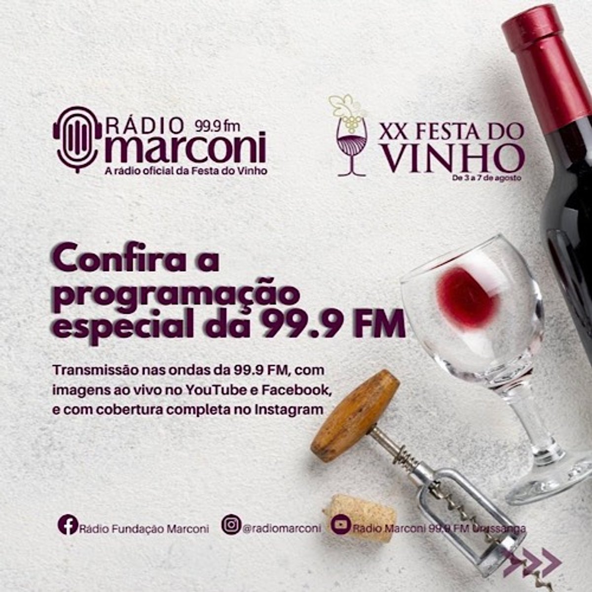 Rádio Marconi FM promove inauguração de estúdio na Festa do Vinho de Urussanga (SC)