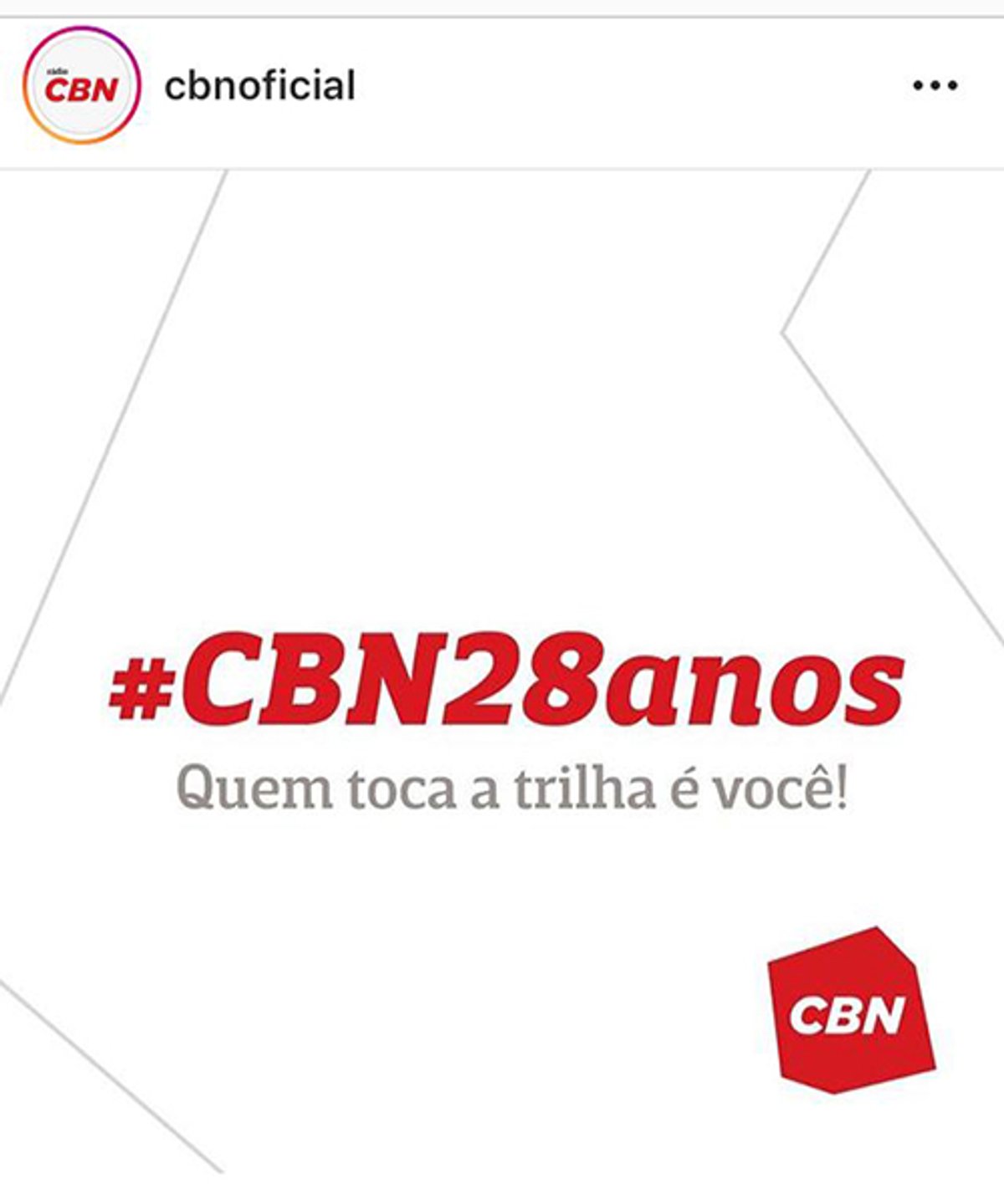 CBN lança campanha "Quem toca a trilha é você" para comemorar 28 anos