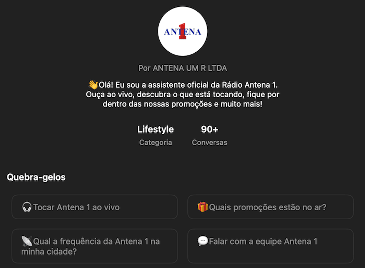 Antena 1 se torna a primeira rádio com presença oficial no ChatGPT