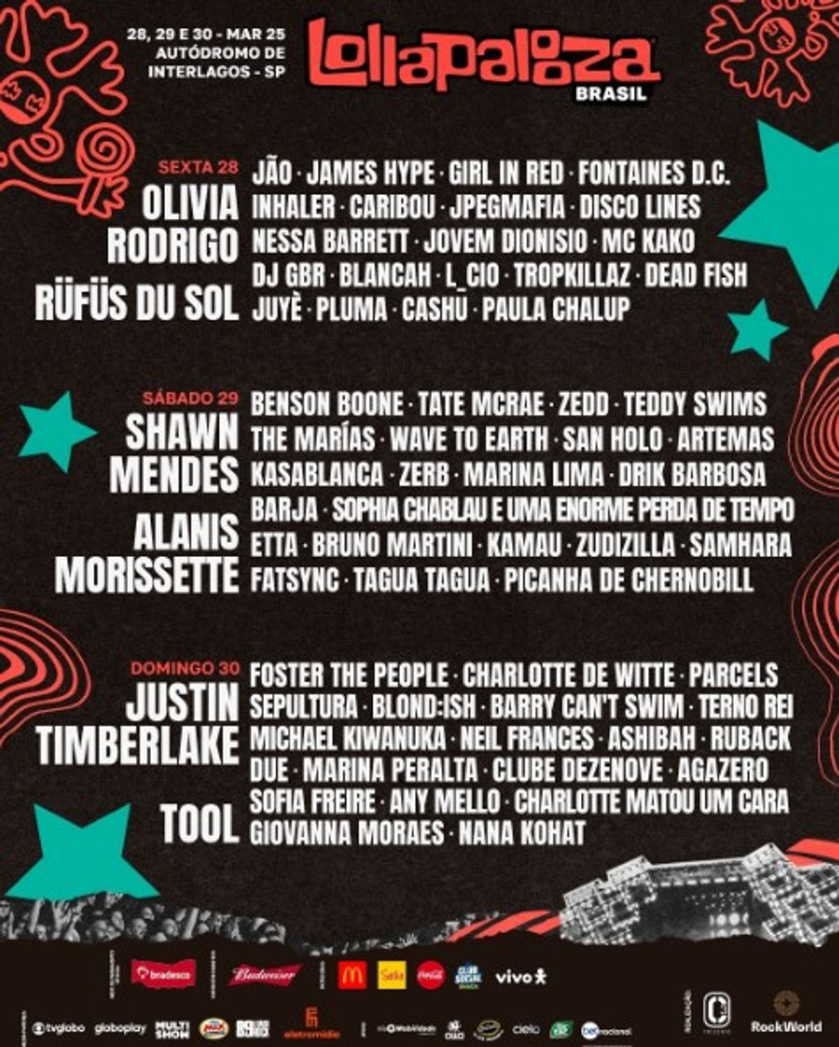 Promovido pela 89 FM A Rádio Rock e Rádio Mix FM, Lollapalooza divulga atrações para a edição de 2025