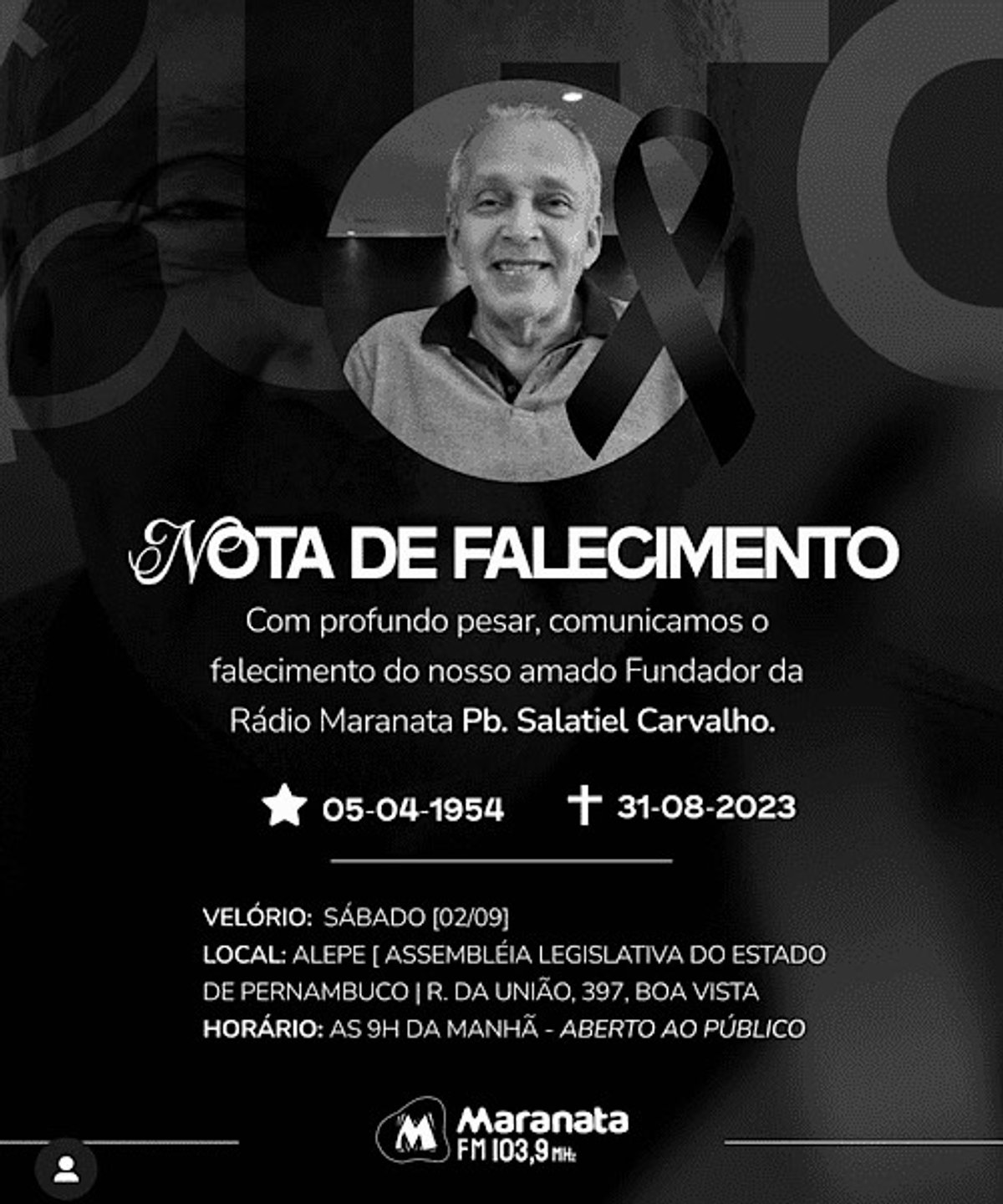 Morre no Recife (PE) o fundador da Maranata FM, Salatiel Carvalho